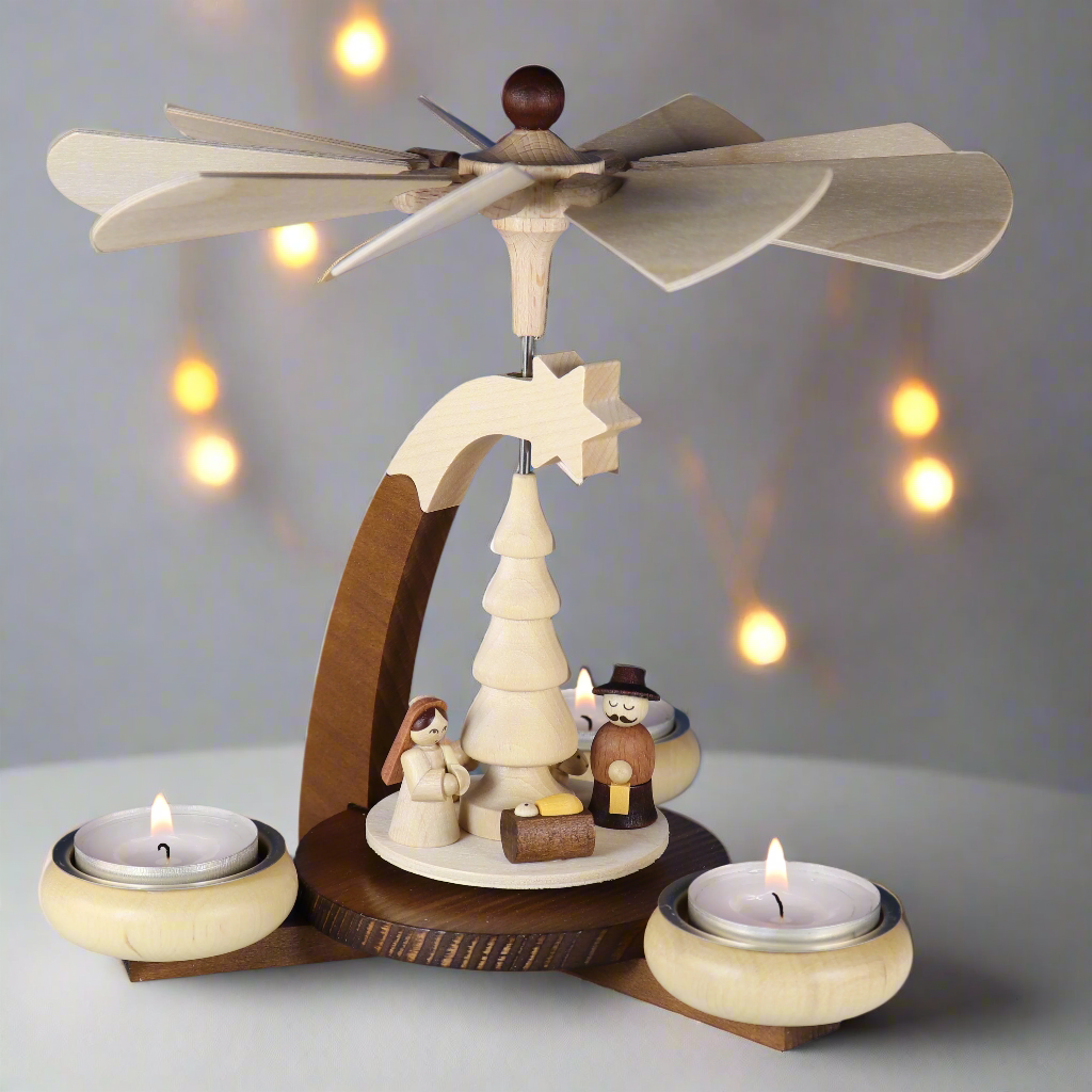 Christmas Pyramid (Medium)- Nativity Scene (Natural)
